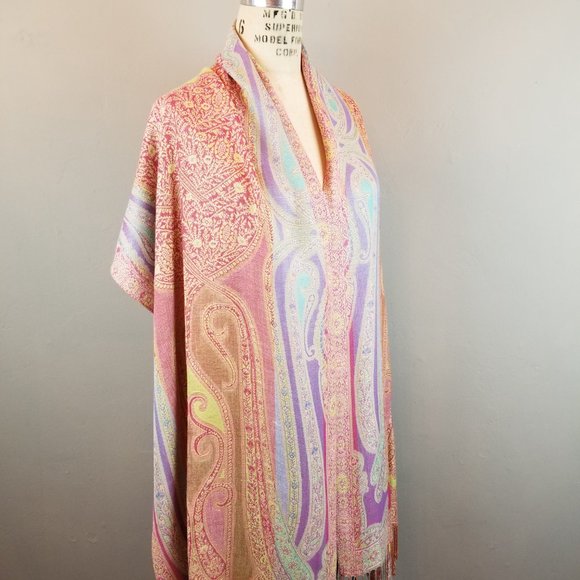 Colorful Rainbow Woven Women's Scarf / Wrap with Fringe 20 1/2" x 80" * NEW - Picture 8 of 14